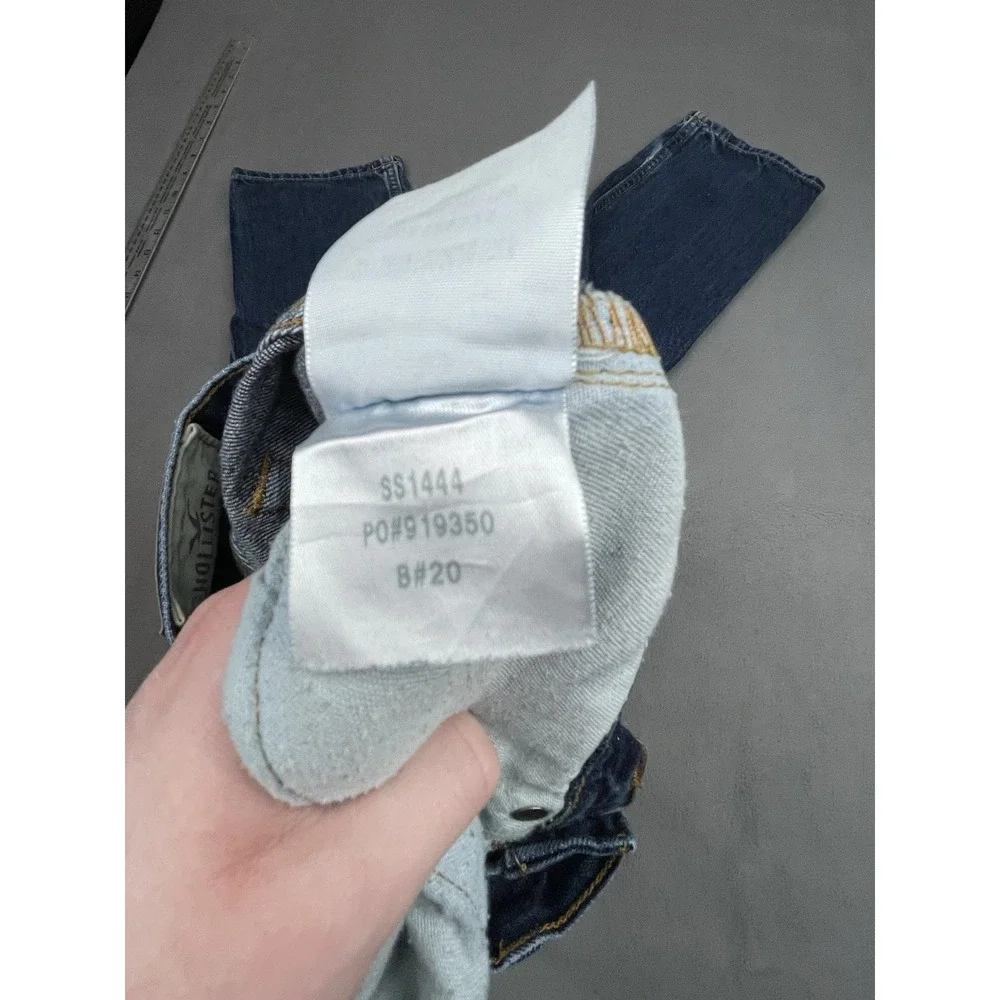 Hollister Jeans Mens 28 30 Blue Straight Leg Faded Whiskered Denim Trousers Dark